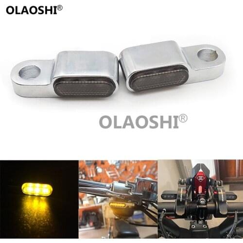 E-Marked Motorcycle Handlebar Turn Signal Light Electrical Bike Scooter Amber Lamp LED Indicator Chrome Aluminum Alloy