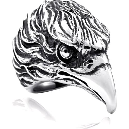 Drop Ship men biker eagle ring 316L Stainless Steel Jewelry For Man High Quality Cool Punk 3D Animal Ring gift