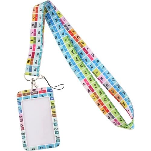 DZ1227 Chemistry Periodic Table of Elements Neck Strap Lanyards Keychain Holder ID Card Pass Hang Rope Lariat Teachers Gift