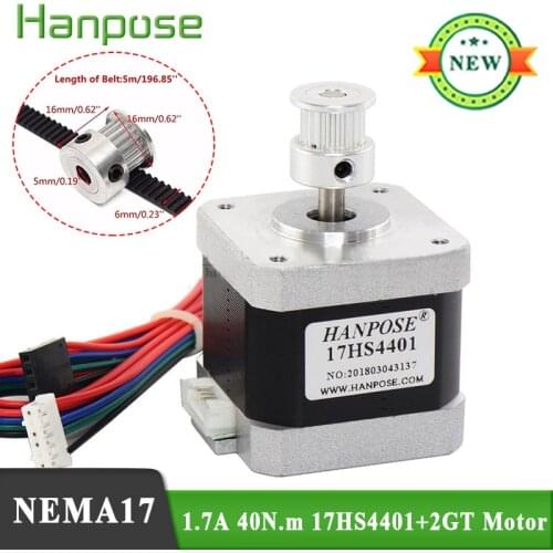 1pcs 4-lead Nema17 Stepper Motor 42motor 1.7A 17HS4401 with 1pcs 20tooth Aluminum Parts 2GT Synchronous Wheel for 3D printer