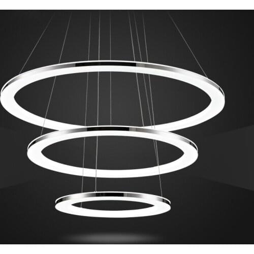 Modern Minimalism Aluminium Acrylic Ring Led Chandelier Remote Control Dimmable luminaria Led Pendant Chandelier For Foyer