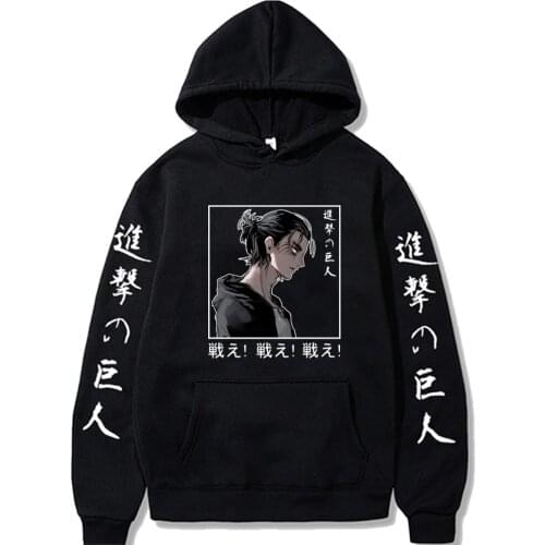 Anime Attack on Titan Print Long Sleeve Hoodies Men Streetwear Tops