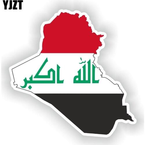 YJZT 13.2CM*13CM Iraq Map Flag Car Sticker Window Decal Reflective Car Accessories 6-1538