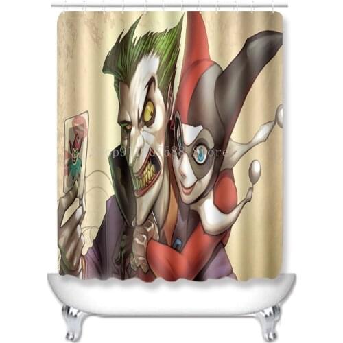 Clown Bone Skeleton Shower Curtains Waterproof Bathroom Curtain Tooth Line Black Toilet Cover Mat Rug Set for Bathtub Decor