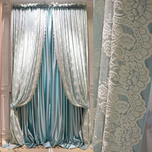 Luxurious European living room curtain maiden heart princess style light luxury French net red bedroom lace curtain cloth