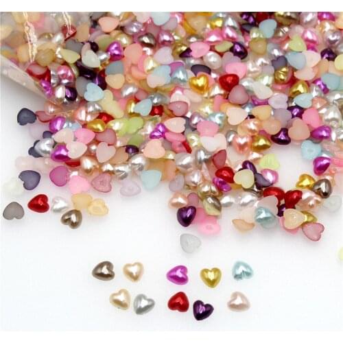 100pcs 5-19mm Half Round Pearls Seastar Heart Bow Ribbon Buckle Flat Back Beads for DIY Phone Nail Art Scrapbook Decoration