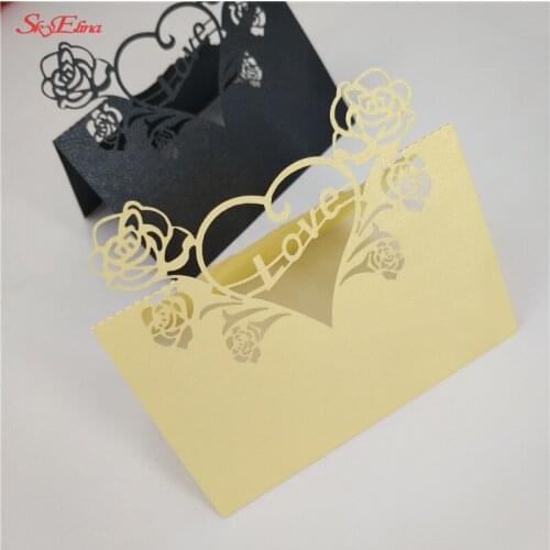 10Pcs Laser Cut Seat Cards Rose love Table Name Card Creative Place Card Wedding Table Decoration Party Birthday Supplies 7Z