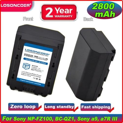 2800mAh NP-FZ100 NPFZ100 Battery Pack For Sony A9 II / A7R IV / A7R III / A7 III / ILCE-9 ILCE9 ILCE-7RM3 ILCE-7M3 A6600 A9M2