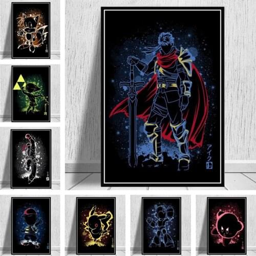 Anime Game Mario Bros Rockman Picture Art Poster Quality Canvas Painting Kids Room Wall Decor Living Home Decor