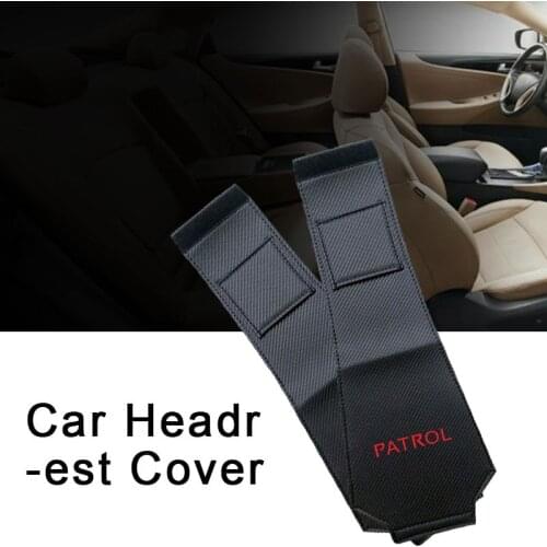 Car Headrest Cover for Nissan Patrol Carbon Fiber Leather Car Headrest Protector Case Interior Accessories