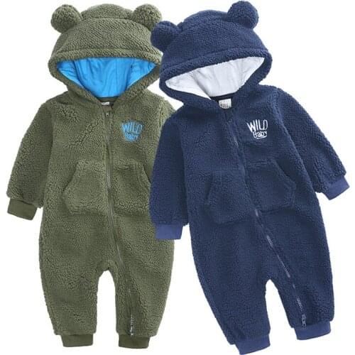 Korean Style Winter Baby Boys Girls Clothes Thick Warm Cute Hooded Toddler Baby Girl Boys Long Sleeve Romper Newborn Jumpsuit