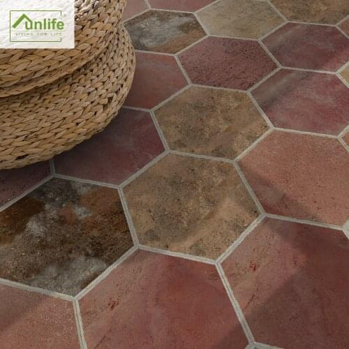 Funlife® Hexagon Brick Terra Cotta Self-Adhesive Kitchen Ground Sticker Anti-Slip Oil-Proof Waterproof Decorative Floor Sticker