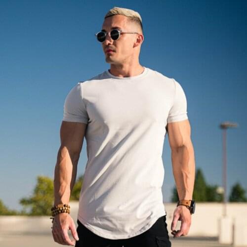 Men Tshirt Casual Cotton Solid Color T-shirt Curved Hemline Raglan Sleeve Mens Workout Shirts Various Colors 3XL