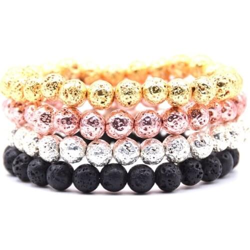 HYHONEY 4 color 8mm beads Lava Natural stone Bracelet men Charms Bracelets & Bangles Men jewelry pulseras