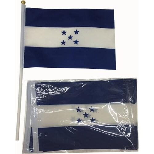 KAFNIK,5 pieces 14x21cm Honduras Flag, Holding Plastic Flagpole, Waving Flag, Parade, Sports Home Decoration Free Shipping