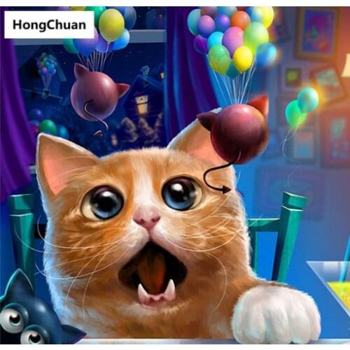 "Balloon Cat" 5D DIY Square/Round Diamond Painting Mural Mosaic Cross Stitch Home Decoration Christmas Gift Hand Sticker