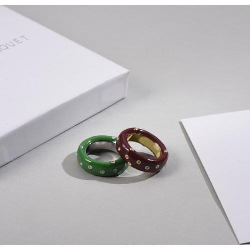 Green drop glaze ring ring new drop glazed ring