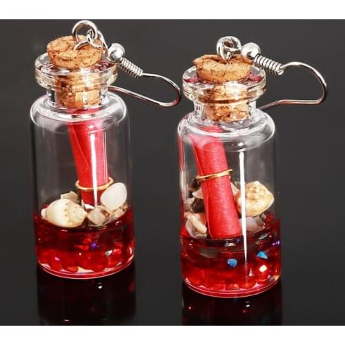 Conch Shape Creative Cup Drop Earrings Personalizeds Glass Bottle Novelty Hanging Pendant Earrings Girls Ladies Jewelry