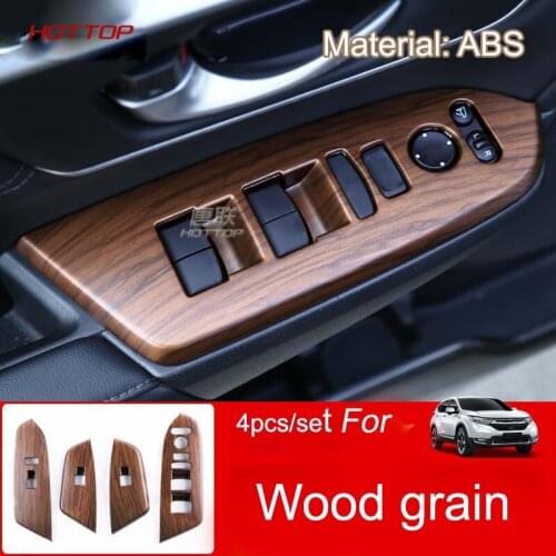 HOTTOP Wood Grain window switches cover For HONDA CRV CRV 2017 2018 5th Gen AT (LHD & RHD) car styling