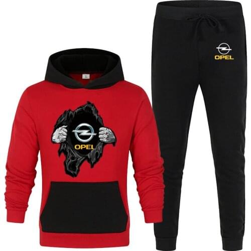 OPEL Logo 2021 High quality Printing Set Harajuku Mens Jackets Sport Suit Hip Hop Male Hoodie Motorcycle Sweatpant Hip hop Set