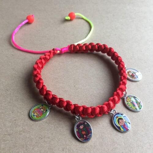Wholsale rope rosary baby virgin Guadalupe bacelet/cord osary bracelet/decenario bracelet with religious icon pendant