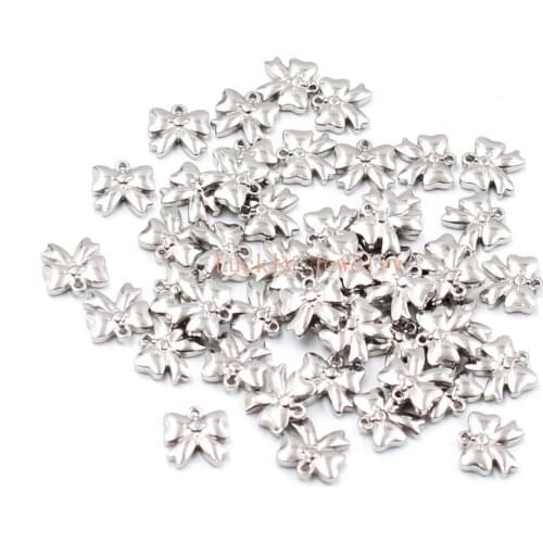 Wholesale Lot of 20pcs/lot Stainless Steel Small Lovely bowknot Charms Lot Pendant Jewelry Making Finding DIY