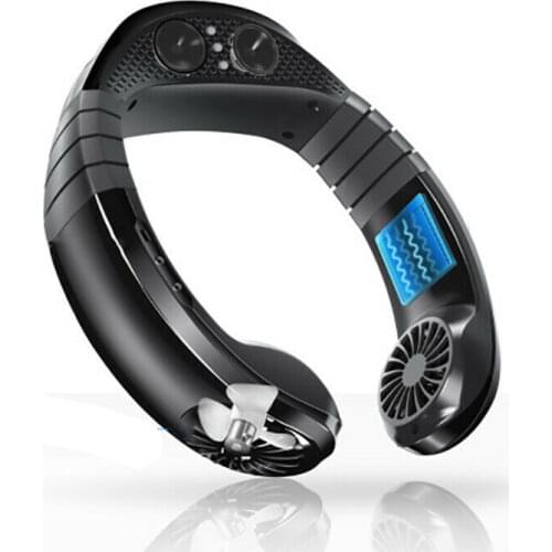 Portable 2 In 1 Hands-Free Neck Hanging Cooler Fan Adjustable Bluetooth Speaker