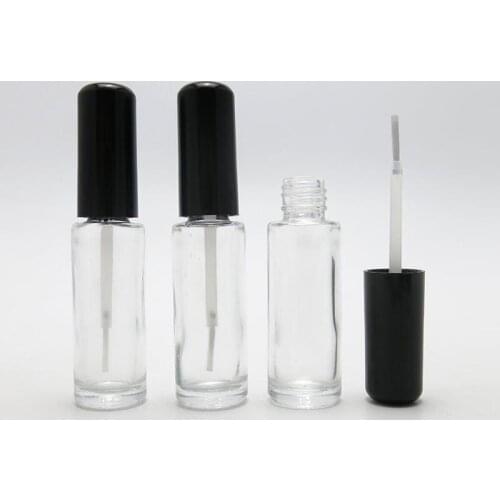Empty nail polish glass bottles with black lid 3ml Small Glass Nail Polish Container with Brush Cap 8ml 24pcs