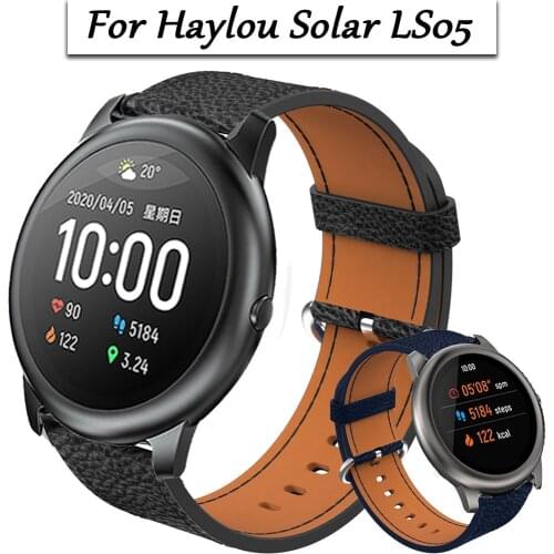 Genuine Leather Strap For Haylou Solar LS05 Smart Watch Replacement Bracelet 22mm Watch Band For XiaoMi Haylou Solar Watchband