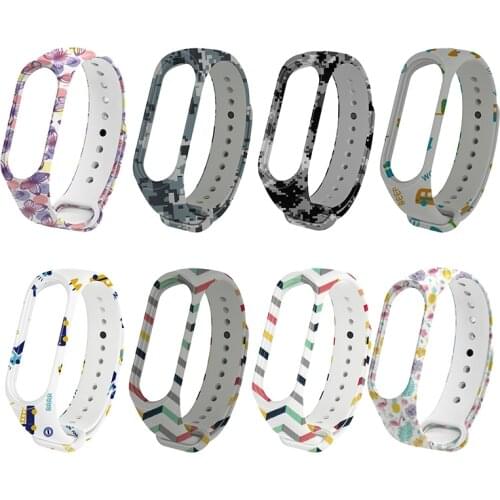 For Xiaomi Mi Band 3/4 Replacement Strap Cartoon Printing Watchbands Men Women Fashion Sport Strap Smart Watch Accessories