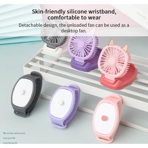 Detachable Creative Colorful Mini Watch fan Desktop 3 Wind Speeds Portable LED Kids USB Air Cooler Originality Charging Cable