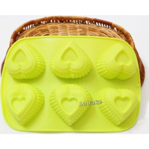 6 holes heart shape silicone cake Chocolate Mold Jelly Mold Cake Moulds Bakeware for home party baking fun color randomly