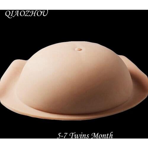 5-7 Month Twins 4800g Silicone Belly White or Beige silicone Fake Pregnacy Big Abdomen Drag Queen Soft Realistic Jelly Belly