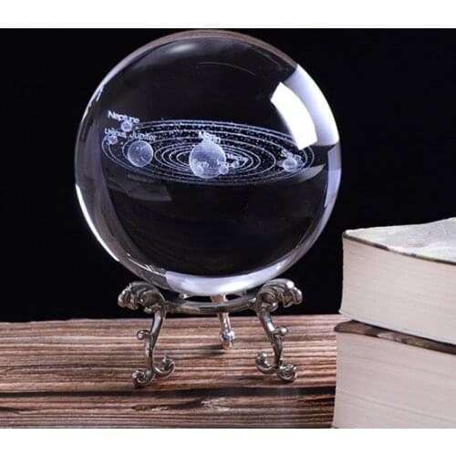 60/80mm Solar System Crystal Ball Globe 3D Cosmic Star Quartz Glass Ball Miniature Planets Model Sphere Glass Globe Home Decor