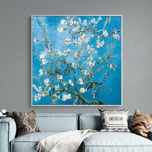 Modern Impressionism Vincent Van Gogh Famous Almond Blossom Flower Prints Pictur Wall Art Canvas Poster Nordic Decoration Home