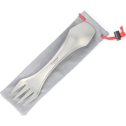 Tiartisan outdoor Camping Pure Titanium 3 in 1 Spork Spoon fork knife set Camping Picnic Tableware