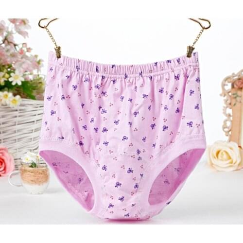 SA Long Middle-aged Womens Panties Large Size Plus-sized High Waist Shorts Cotton Mom Old Boxers Women
