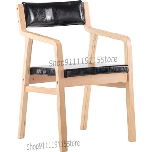 Solid Wood Retro Modern Simple Dining Chair Back Armchair Curved Wood Leisure Chair Desk Coffee Chair Restaurant