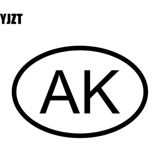 YJZT 13.6CM*9.2CM CAR STICKER VINYL DECAL AK ALASKA COUNTRY CODE OVAL Black Silver C10-01260