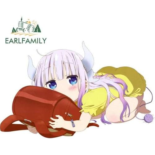 EARLFAMILY 13cm X 8.2cm for Miss Kobayashi - Anime Funny Car Stickers Graffiti Decals Vinyl Car Wrap Waterproof Decoration