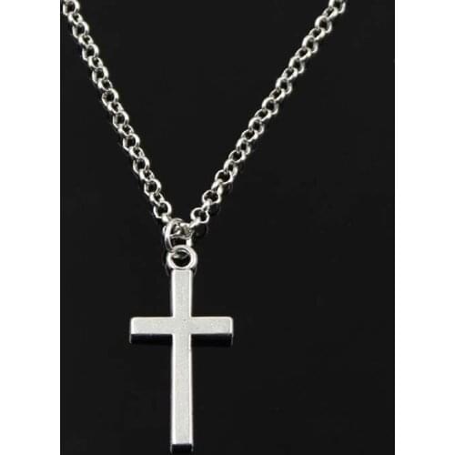Simple Classic Fashion Double Sided Cross Antique Silver Color Pendant Girl Short Long Chain Necklaces Jewelry For Women