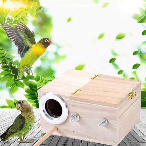 1PC Wooden Bird Breeding Box Small Nesting Box Hatching Box Cage Bird Finch Parrot For Parakeets Budgies Case E4M5
