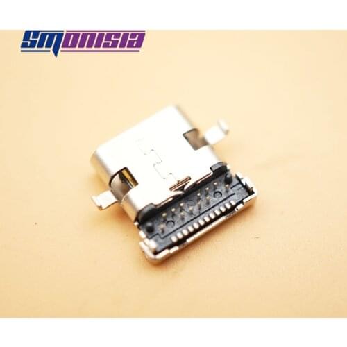 Smonisia 10pcs Copper Female Socket USB 3.1 Connector Type-C 24P Heavy Plate SMT Taping Flapper Jack