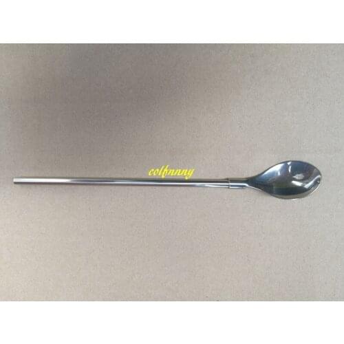 1200pcs/lot Fast shipping 6mm*215mm Stainless Steel Drinking Straw Spoon Milk Coffee Juice Stirring spoon straw