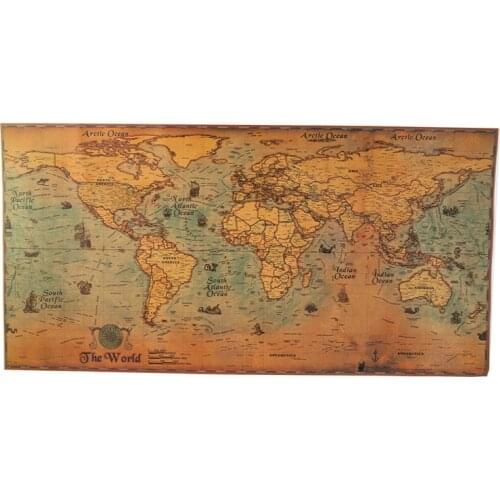 72*36cm World Map Journal Poster Retro World Personalized Poster Decoration