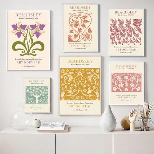 Beardsley French Vintage Flower Abstract Wall Art Canvas Painting Nordic Posters And Prints Wall Pictures For Living Room Decor
