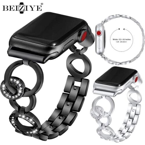Women Diamond Metal Strap For Apple Watch Band 42mm 38mm 40mm 44mm Luxury Bracelet for iWatch Series 6 5 4 3 2 1 SE Wristband