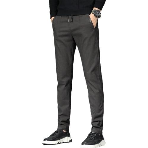 Cotton Slim Men Pencil Pants Business Formal Spring Summer Autumn Blue Male Young Full Length Long Casual Chino Man Trousers