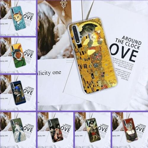 Funny Art Cat Aesthetic Cute Phone Cases For Huawei Honor V20 8S 8A Pro Silicone Back Cover For Huawei Honor 20 Lite Pro 10i 20i