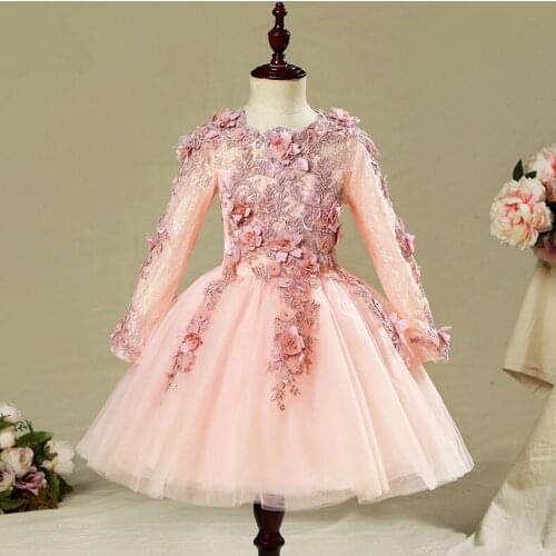 New Beaded Appliques Baby Girl Dress 1 Years Baby Girls Birthday Vestido Infant Baptism Christening Dress First Communion Gown